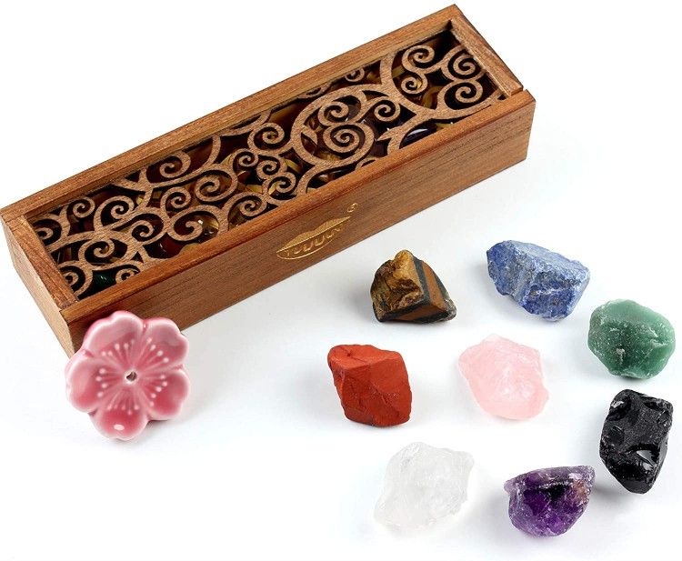 Chakra Stones Set -Natural Rough Raw Stone Reiki Healing Crystals for Healing, Meditation, Chakra Balance or Ritual( Rough*8 pcs)