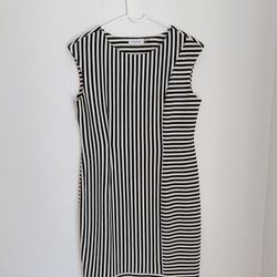 Calvin Klein Black And White Stripes Dress 10