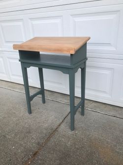Unusual Antique small solid wood children’s desk or side table nightstand book stand