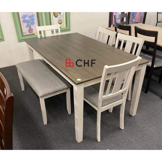 Dining table set with 4 chairs and bench Included  // Memorial day sale 