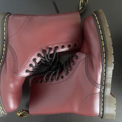 Dr. Martens Leather Boots in Cherry