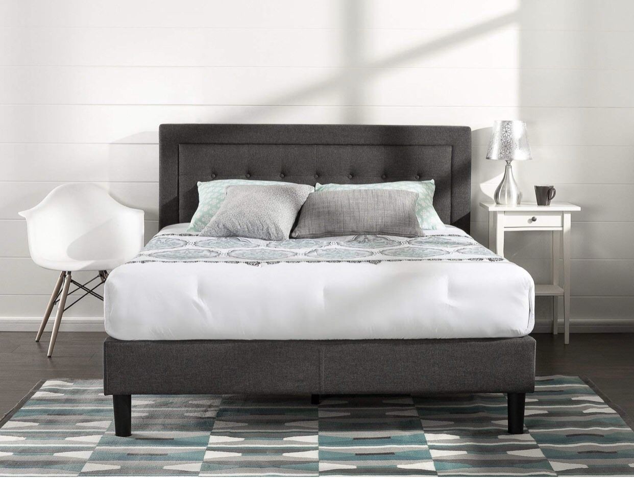 Fabric tufted queen size bed frame