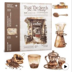 Coffee Theme Scrapbooking Sticker Set - 50 Pages