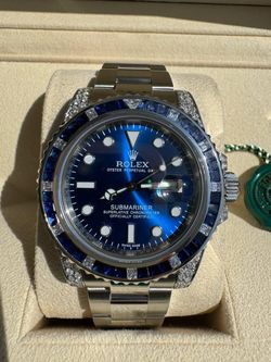 Rolex Submariner Date 40mm 116610LN Blue Dial Ceramic bezel custom natural diamonds and sapphires set box & appraisal