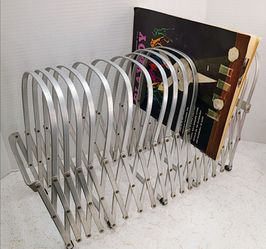 Mid Century Vintage Aluminum Expandable Collator Evans Specialty Accordion Magazine File / Vinyl Holder 17 Slot
