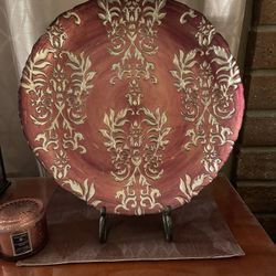 18 Inch Decorative Plate With Wrought Iron Plate Stand
