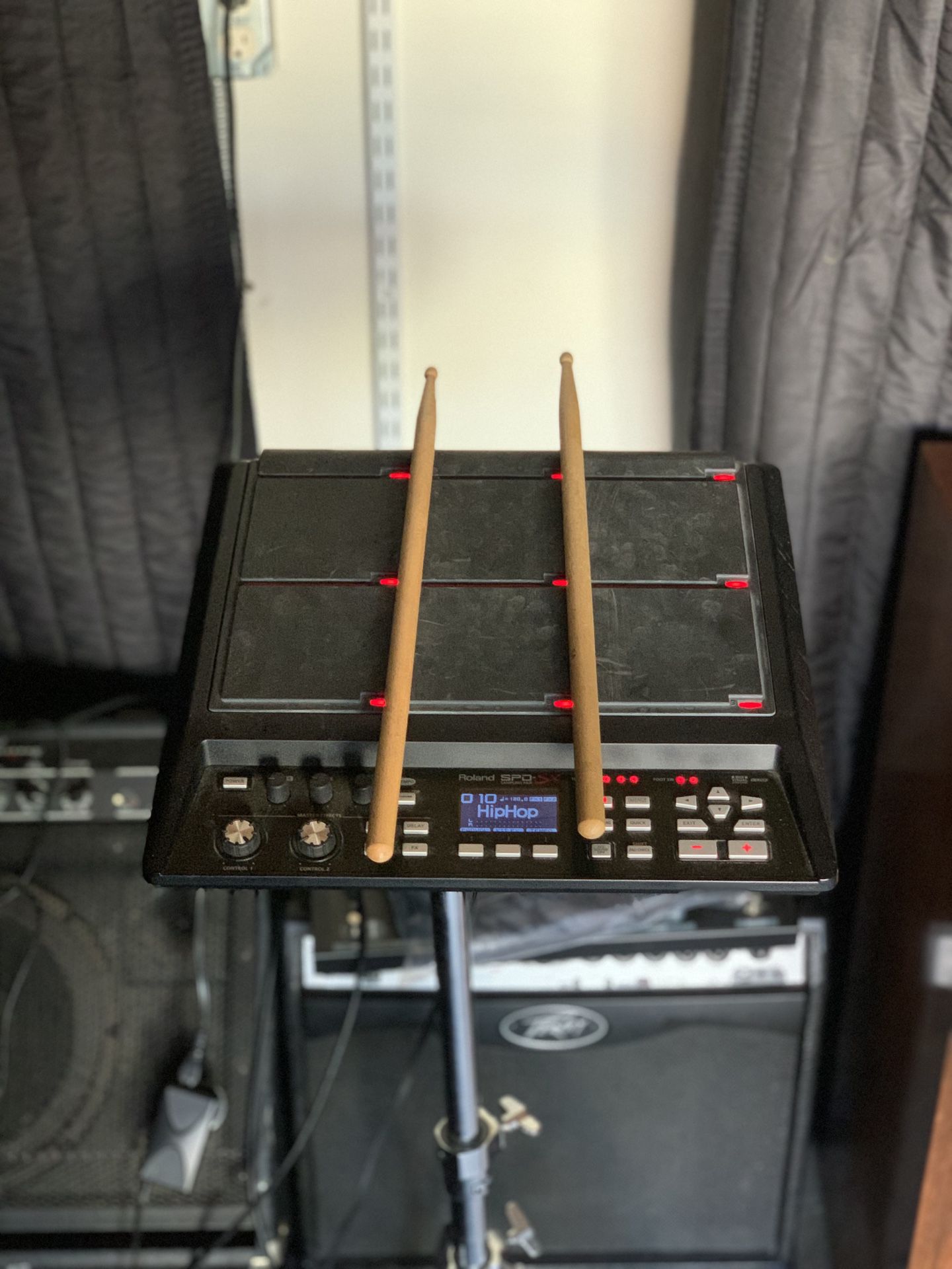 Roland SPD-SX Drum Sample Pad with stand and sticks