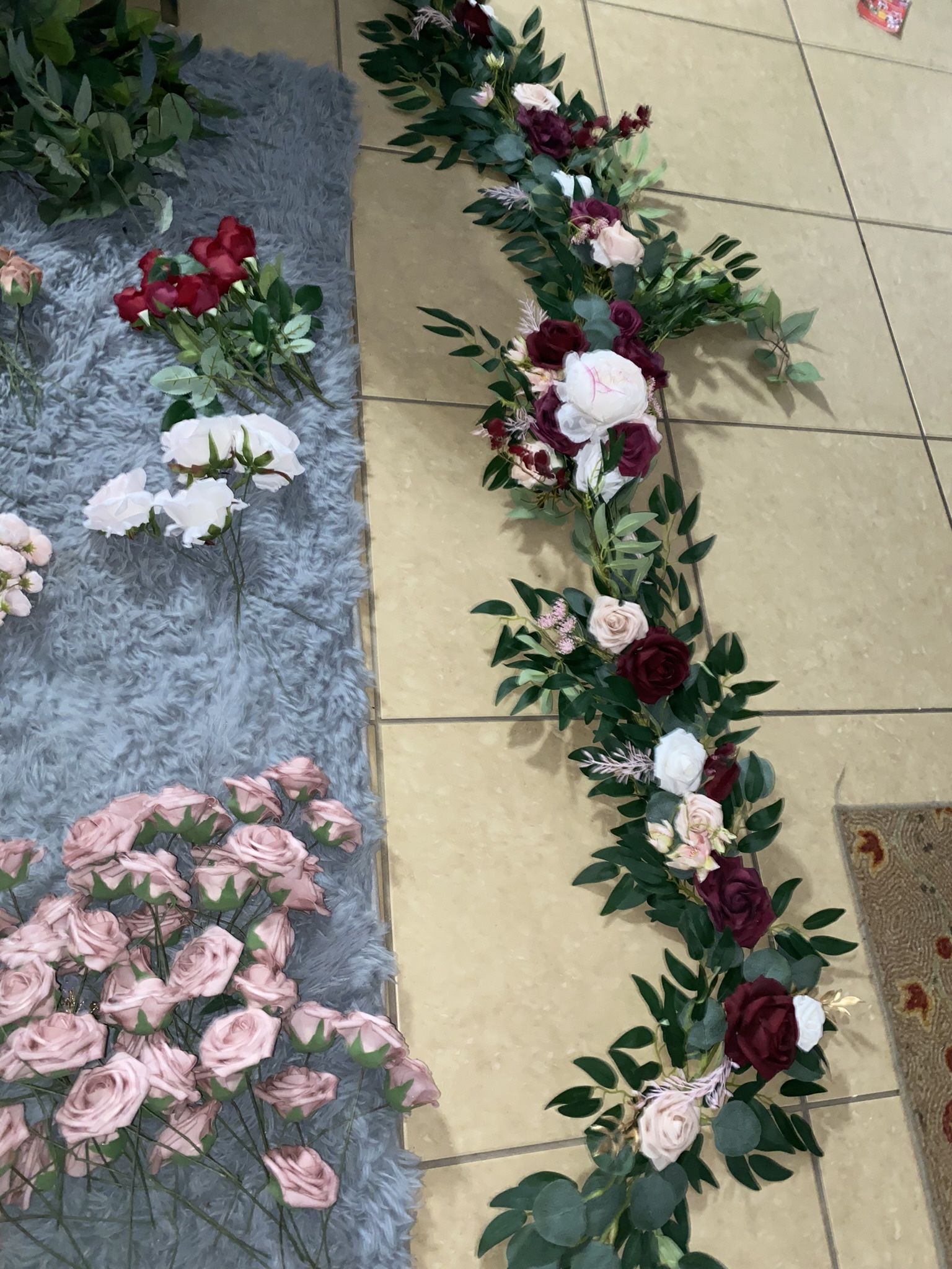 Maroon And Pink Wedding Decor/ Favors Flowers