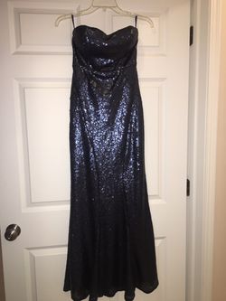 Dark blue sequin strapless dress