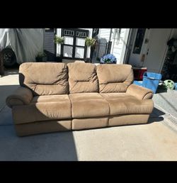 Brown suede sofa