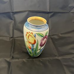 Vintage Figural Tulip Flower Porcelain Ceramic Vase Hand Painted Japan 7.5"
