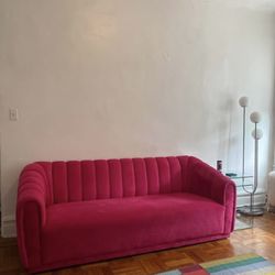 Nicole Miller Pink Velvet Sofa 