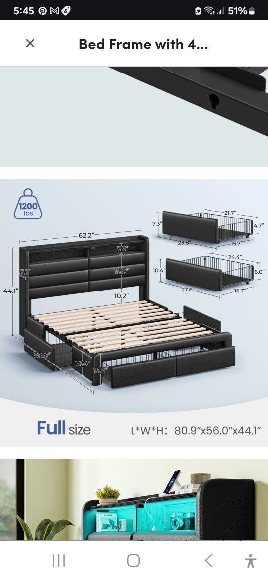 Full Size Platform Upholstered Bed Frame