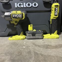 Ryobi One+ 18v 3/8 Ratchet And 1/2 Impact Wrench
