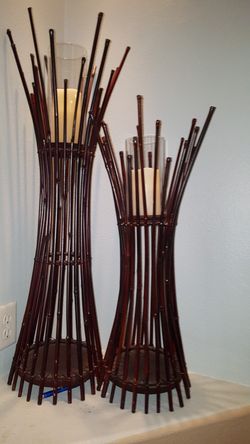 Tall burgundy candle holders