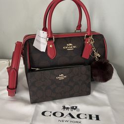 Coach Rowan Satchel Bag In Maxi Signature Canvas And Wallet 