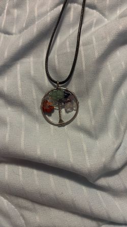 Hand made rainbow tree of life necklace