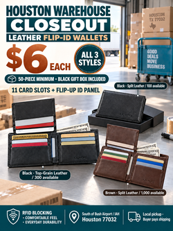 Leather Flip-ID Wallets + Gift Box — $6 Each | 50 Min