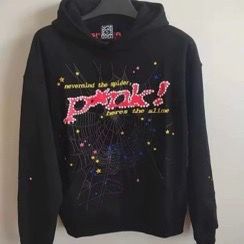 Sp5der hoodie black and pink