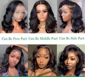 250% Body Wave HD Lace Frontal Wig Short Bob WigS Human Hair Glueless Human Hair Wavy 13x4 Transparent Lace Front Wigs For Women