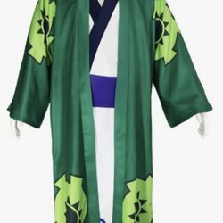 🆕 Roronoa Adult Cosplay, Green Roronoa Black Full Outfits Kimono Costume Halloween Unisex SIZE: Lo ✅Retails $59.99