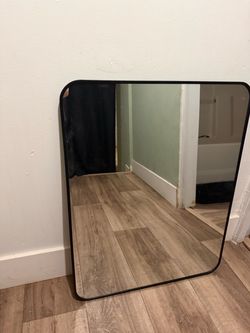 Black Metal Frame Rectangle Wall Mirror