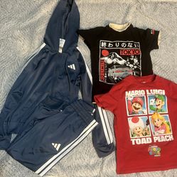 Adidas Tracksuit & Graphic T-Shirts Bundle Size 8