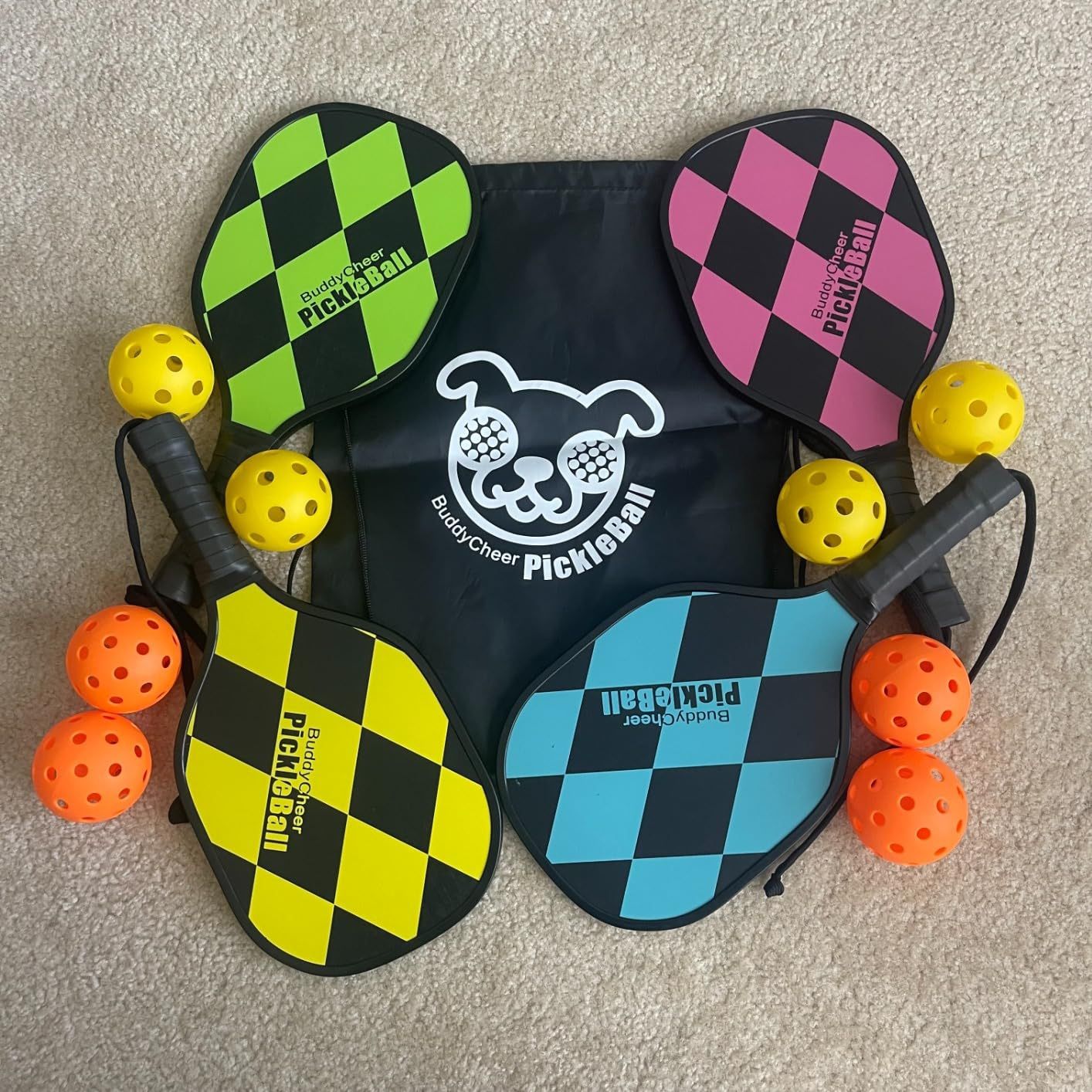 New Pickleball Paddles Set of 4 and Balls