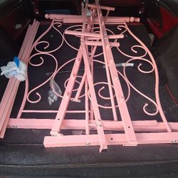 Pink Metal Queen Bed Frame Decorative Design 