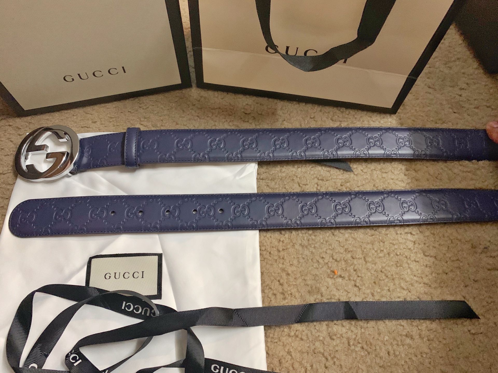 Gg blue monogram belt