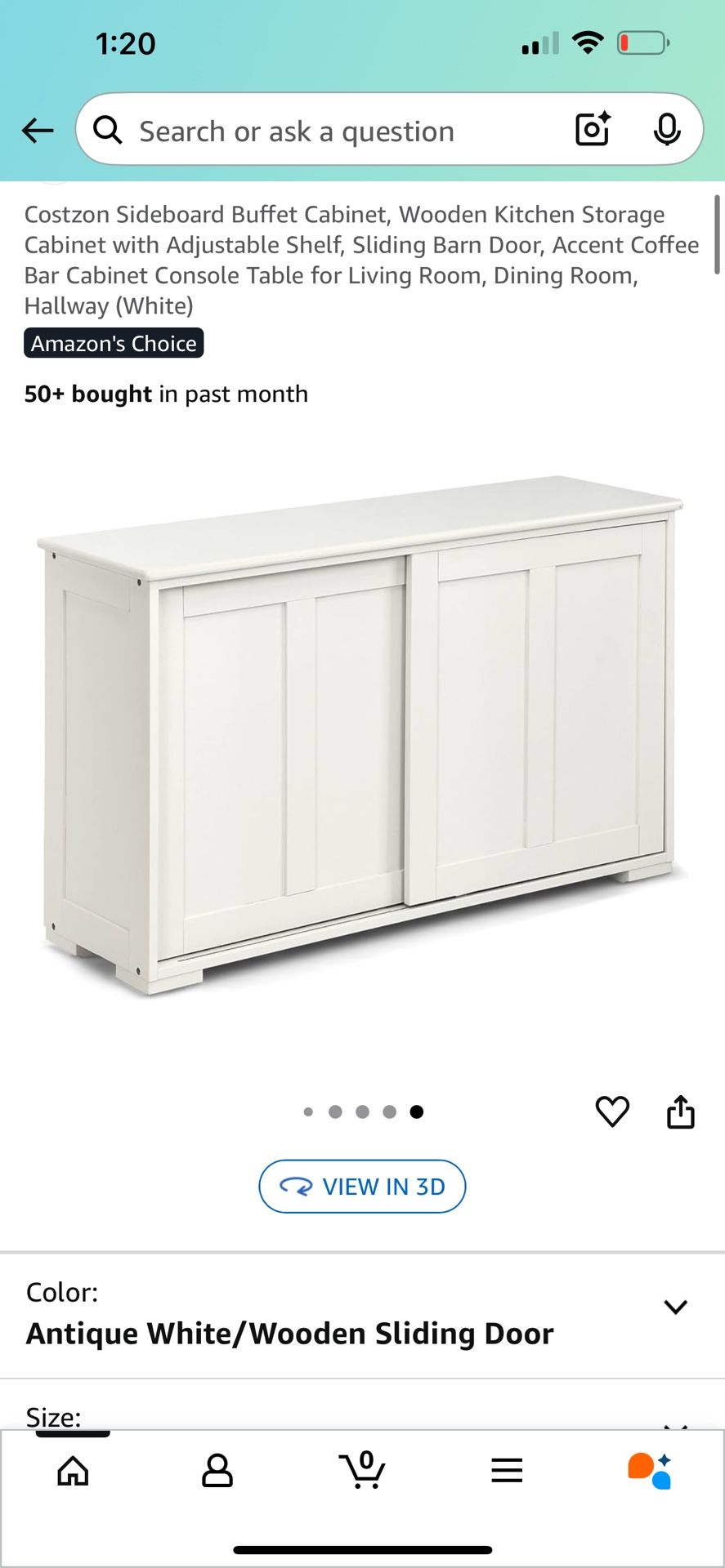 Cabinet with Adjustable Shelf, Sliding Barn Door