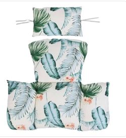 Tropical Leaf Print Outdoor Egg Chair Cushion Set