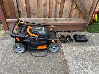 Worx 40 Volt Lawn Mower with 4 Batteries and Charger
