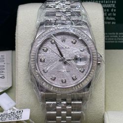 NOS 2009 Rolex Datejust 36mm 116234 Computer Silver Diamond Dial Steel Jubilee Factory Stickers Full Set