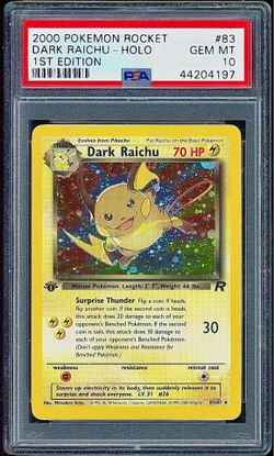 2000 POKEMON ROCKET 83 DARK RAICHU-HOLO 1ST EDITION PSA 10