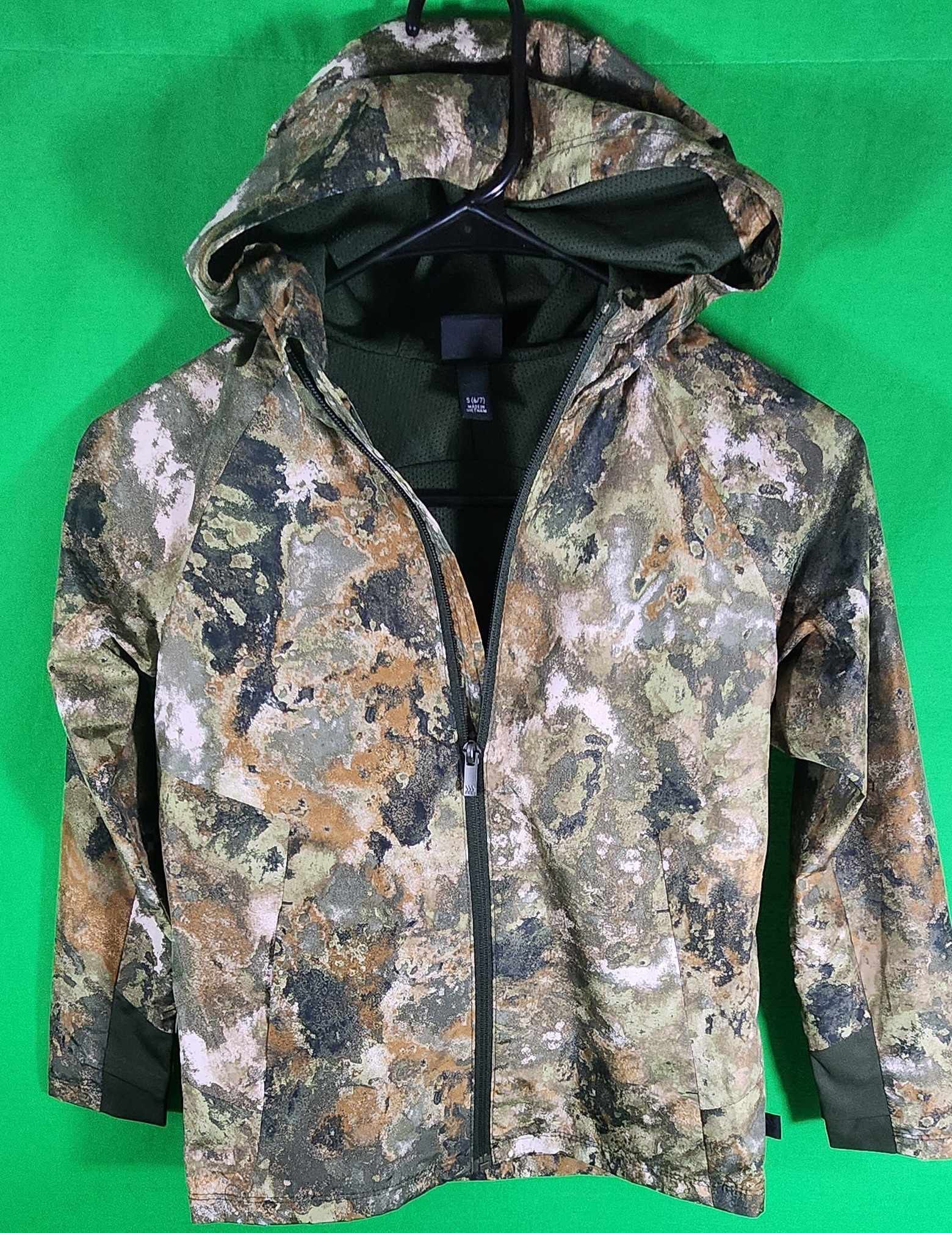 Boys Windbreaker Hooded Jacket ALL IN MOTION Full Zip Green Camouflage S (6/7)
