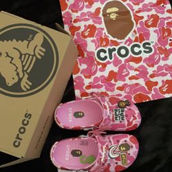 Bape x Crocs Pink Camo Streetwear Clogs 💗🎀 