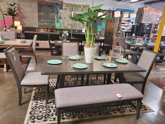 6-Pcs Dining Set, Gray Color, SKU#10F2494