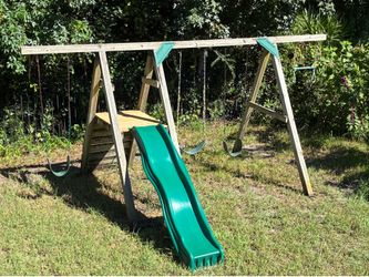 swing set with platform and slide