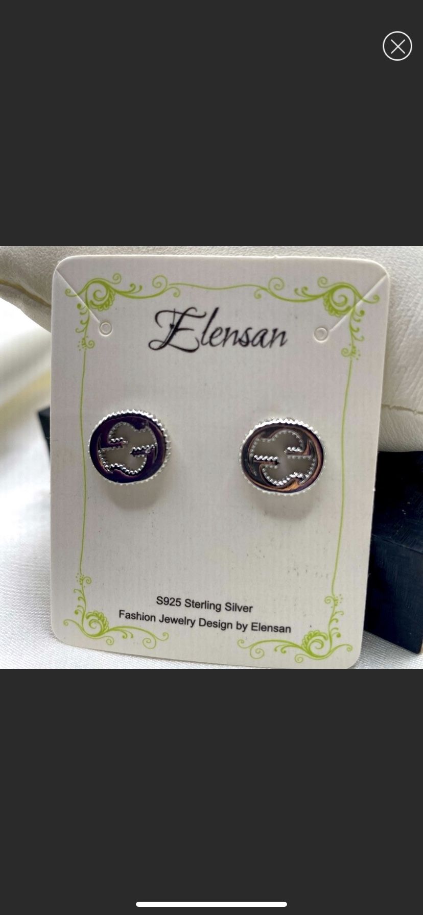 Sterling silver Elensan jewelry silver stud post back earring