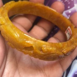 Carved floral jade bangle size 6.5