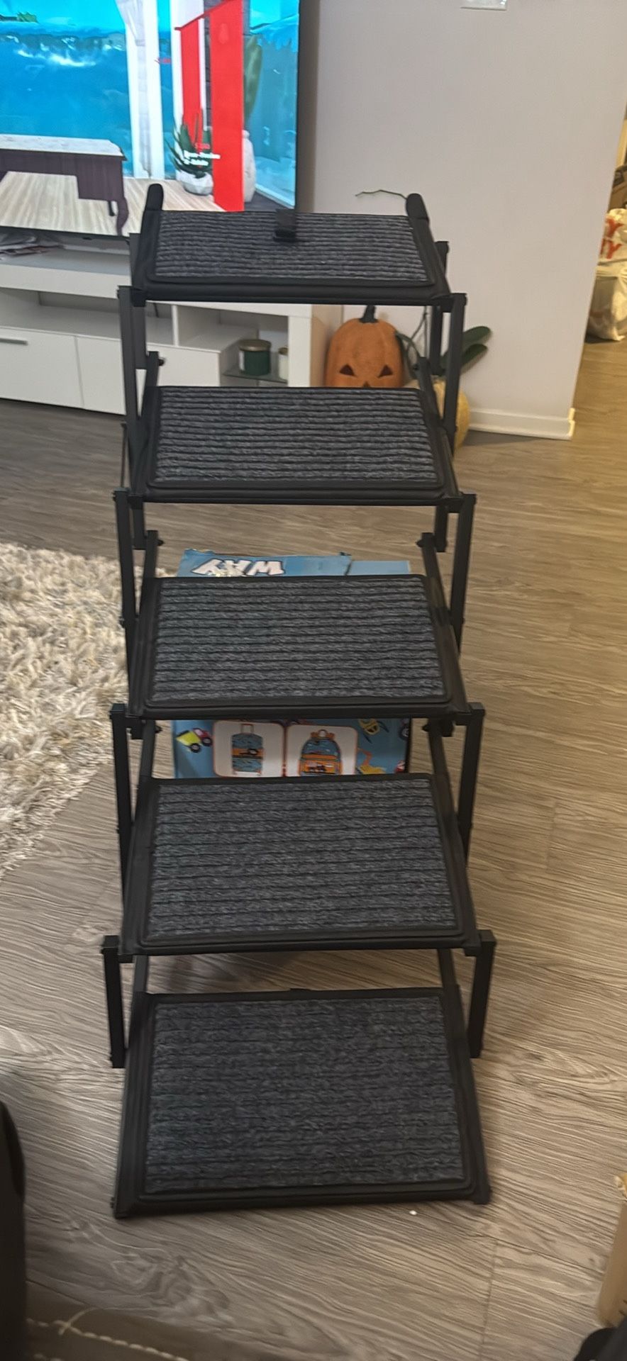 Dog Car Stairs: Foldable Dog Ramps for Large Dogs with Non-Slip Surface, Portable Dog Stairs for Cars and SUVs, Trucks, Can Carry Up to 200 lbs