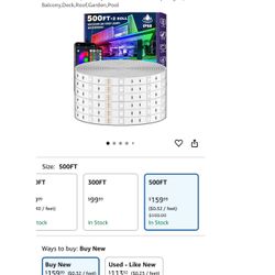 AILBTON 500ft Outdoor LED Strip Lights Waterproof,IP68 Outside Led Light Strips Waterproof with Bluetooth App Remote Control,Music Sync RGB Exterior L