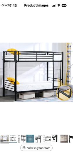 Black Metal Twin Bunk Bed Frame