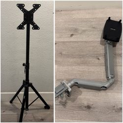 VIVO Monitor Arm + Pyle Tripod TV Stand (Set) – Adjustable & Portable