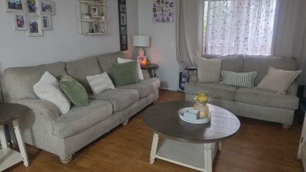 Gray Fabric Sofa and Loveseat Set