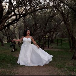 White Flowy Wedding Dress 