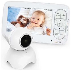 5 Inch Wireless Digital Video Baby Monitor, Baby Camera with Pan & Tilt, Two-Way Audio, Lullaby, Night Vision, Audio Only Mode and Temperature Monitor
