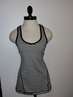 Zella Tops | Zella Stripe Racerback Tank | Color: Black/White Size XS EUC