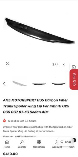 Carbon fiber G35 - G37 seden spoiler 07 to 2013